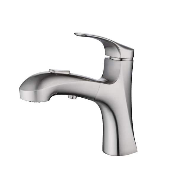 Staykiwi Single Handle Single Hole Bathroom Faucet with Deckplate Included in Brushed Nickel