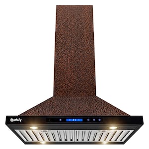 30 in. 343 CFM Convertible Kitchen Island Mount Range Hood in Embossing Copper with LED and Touch Panel