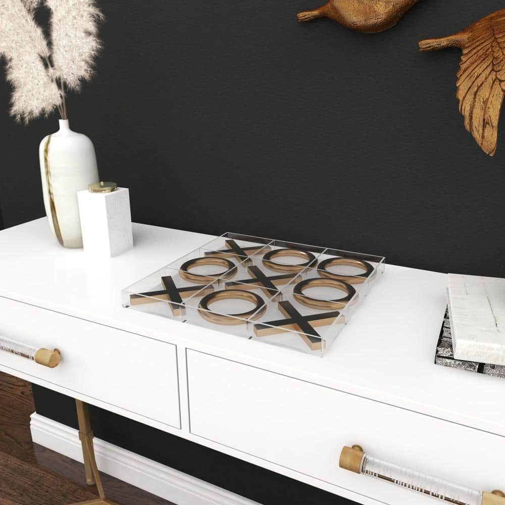 12" Gold and Clear Acrylic Tic Tac Toe Set