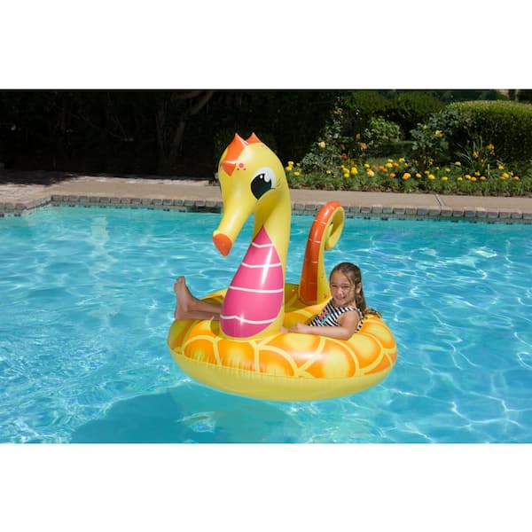 Poolmaster 48 inch Yellow Seahorse Swimming Pool Float Tube 87157