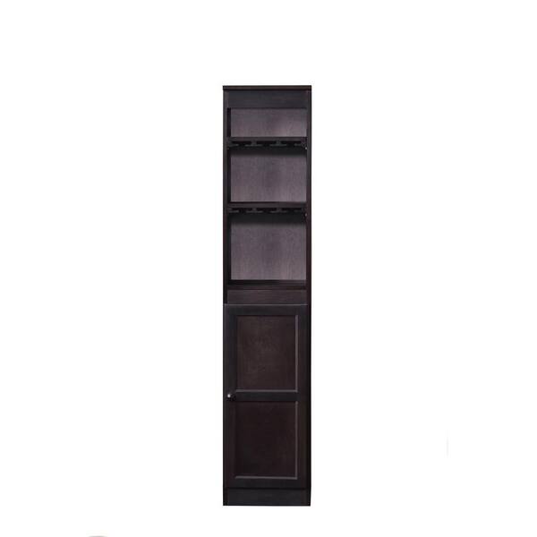 Concepts In Wood 21 Bottle Wood Wine Cabinet with Hanging Glassware Storage, Espresso Finish