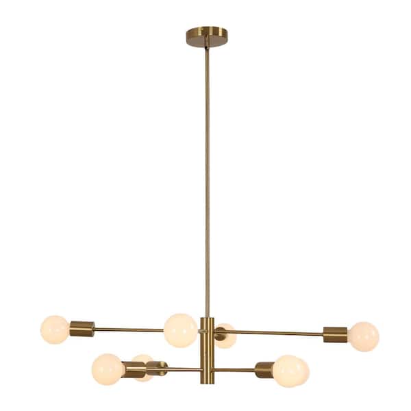 Uixe 8-Light Gold Modern Sputnik Chandelier without Shade