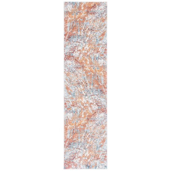 Crystal 2 ft. x 9 ft. Ivory/Rust Splattered Marble Runner Rug