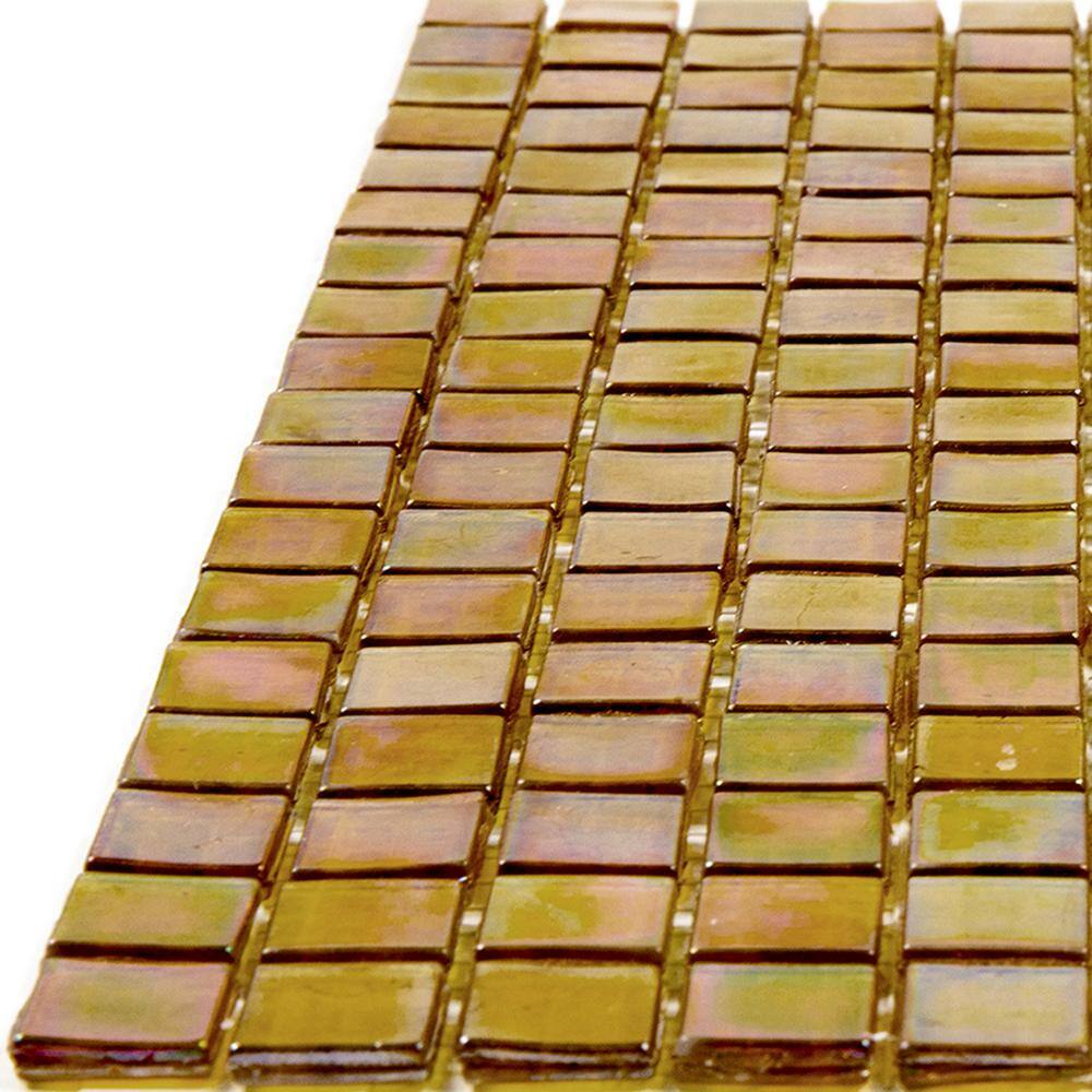 Skosh 11.6" x 11.6" Glossy Gold Beige Glass Mosaic Tile