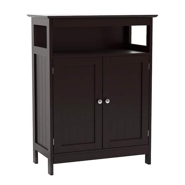 Unbranded Freestanding 23.62 in. W x 11.81 in. D x 31.5 in. H Brown Linen Cabinet with 2 Doors