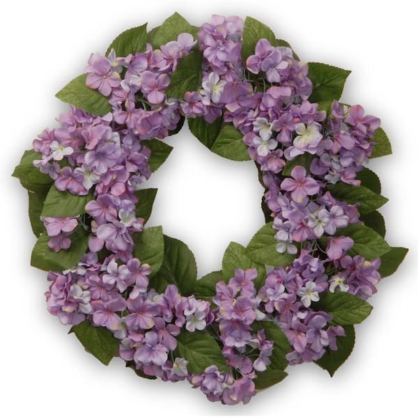 National Tree Company 24 in. Artificial Purple Hydrangea Wreath