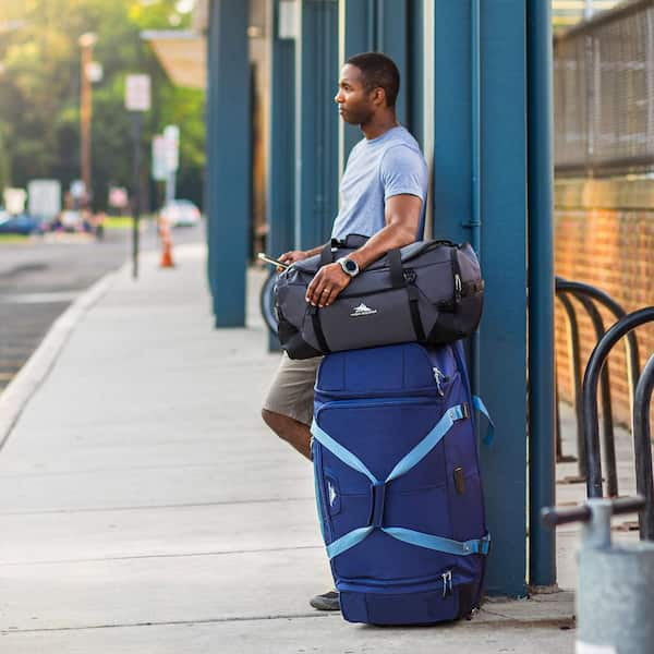 High Sierra Fairlead Drop Bottom Wheeled Duffel Bag, Blue, 22 in