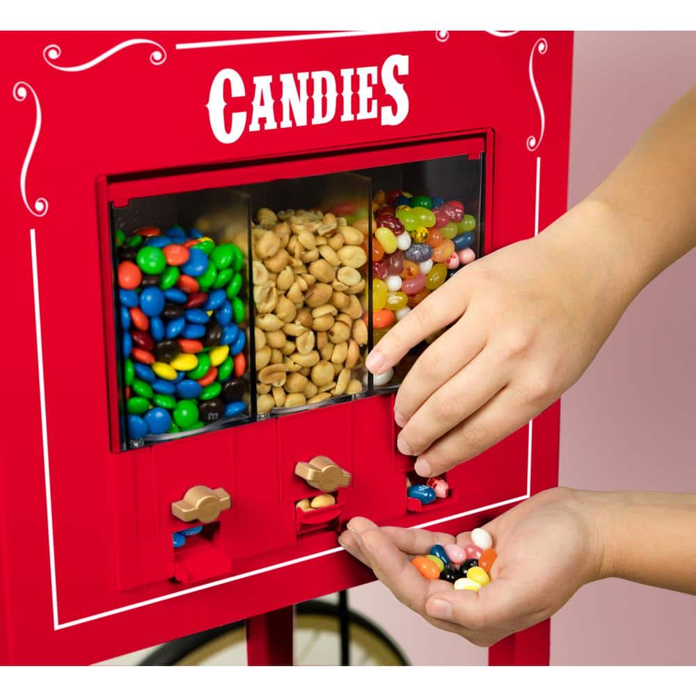 Nostalgia Red Vintage Popcorn Cart with Candy Dispenser