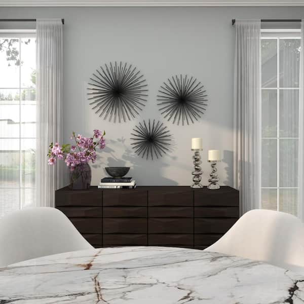 Metal Black 3D Starburst Wall Decor (Set of 3)