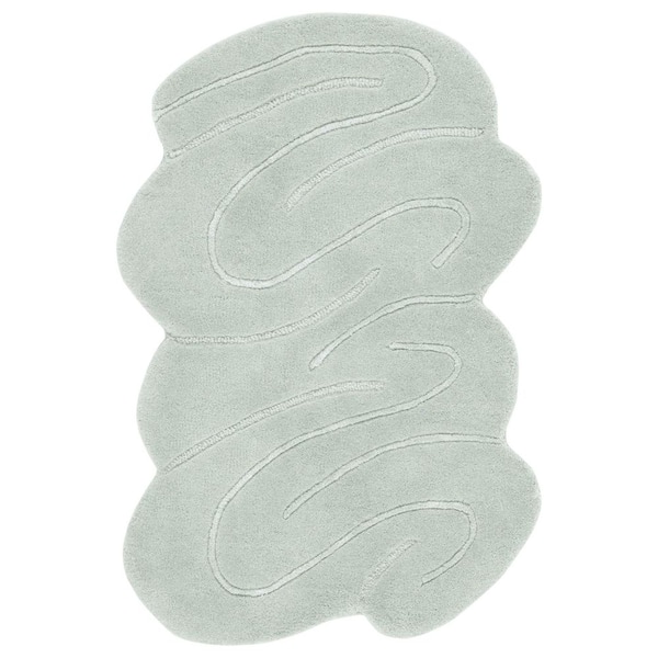 Novelty 2 ft. x 8 ft. Green Solid Swirls Specialty Area Rug