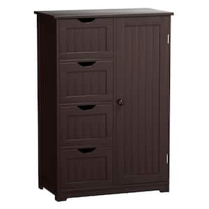 22 in. W x 12 in. D x 32 in. H Brown Bathroom Linen Cabinet with Drawers and Shelves