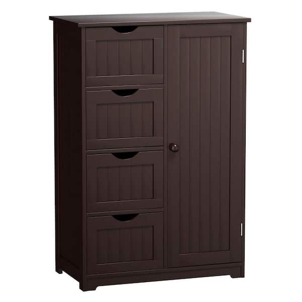 Bunpeony 22 in. W x 12 in. D x 32 in. H Brown Bathroom Linen Cabinet with Drawers and Shelves