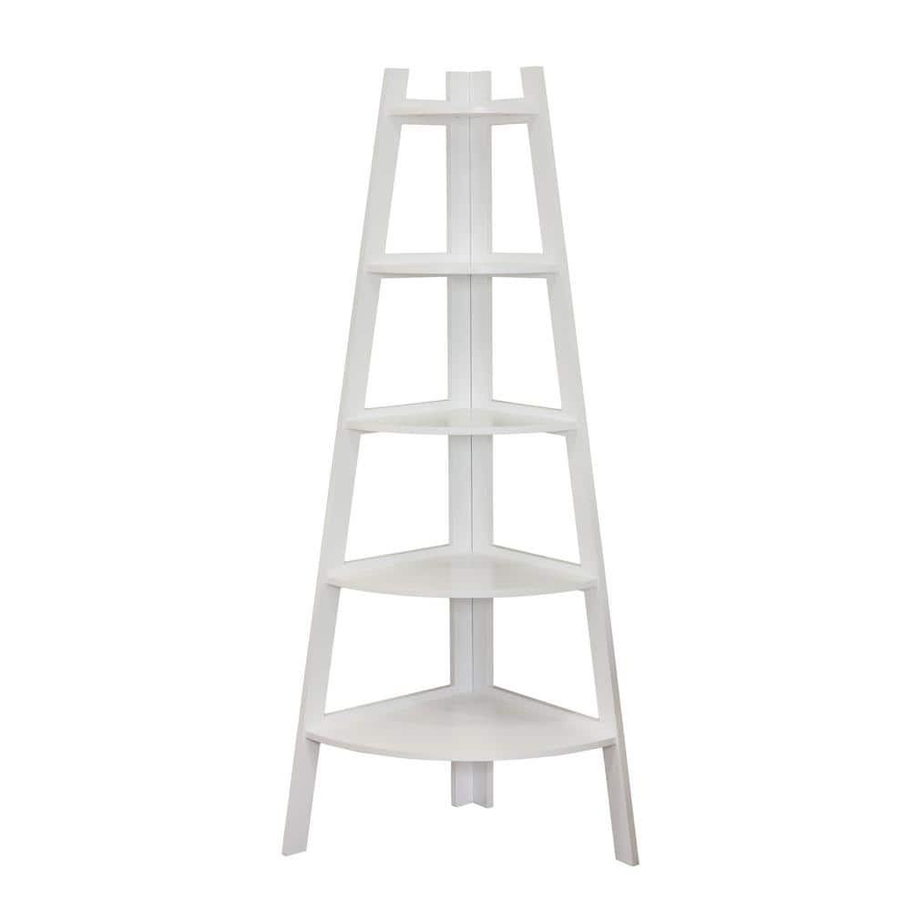 63 in. White Laminate MDF 5-shelf Corner Bookcase price history on PriceWatchPro