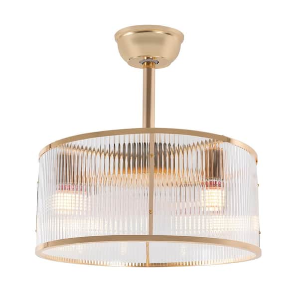 OUKANING 18 in. Indoor Gold Modern 4-Light 6-Speed Reversible Motor Ceiling Fan with Remote, No Bulbs Included