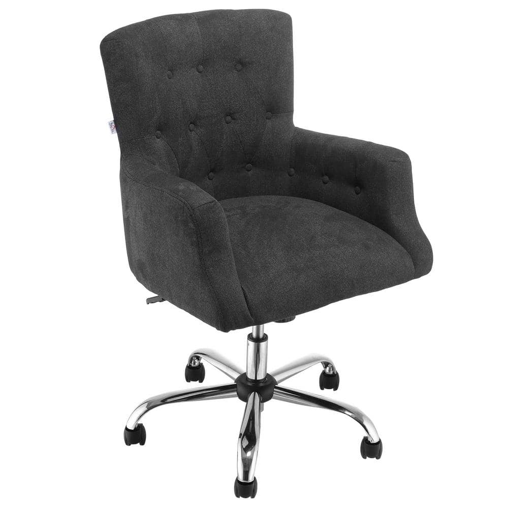 HOMCOM Carbon Black, Mid Back Modern Home Office Chair with Tufted ...