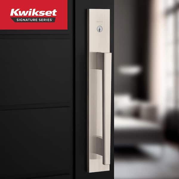 Caerus Satin Nickel Single Cylinder Keyed Entry Door Handleset featuring Kwik Slide Technology