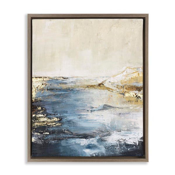 Stupell Industries Splashing Sea Spray by Design Fabrikken Brown Floater Frame Nature Graphic Art Print 31 in. x 25 in.