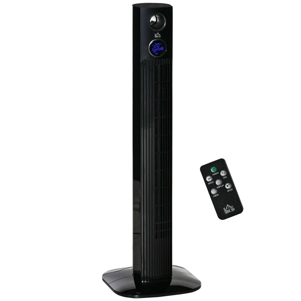 37.75 in. 3 fan speeds Bladeless Tower Fan in Black w/Aroma Diffuser, Remot