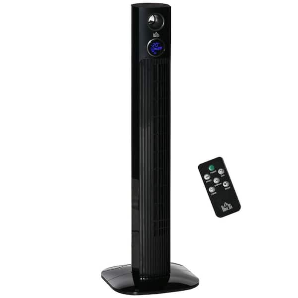 Adrinfly 37.75 in. 3 fan speeds Bladeless Tower Fan in Black w/Aroma Diffuser, Remote Control, LED Sensor Panel and 12 Hour Timer