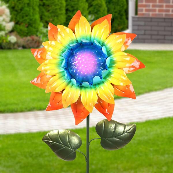 Exhart Bouncing Sunflower 3.31 ft. MultiColor Metal Garden