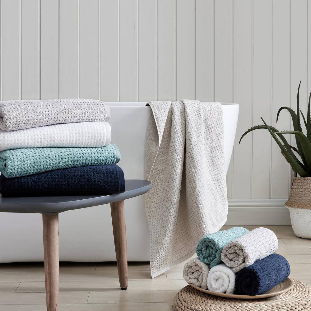 Gray Cotton 6-Piece Towel Set with Waffle Texture