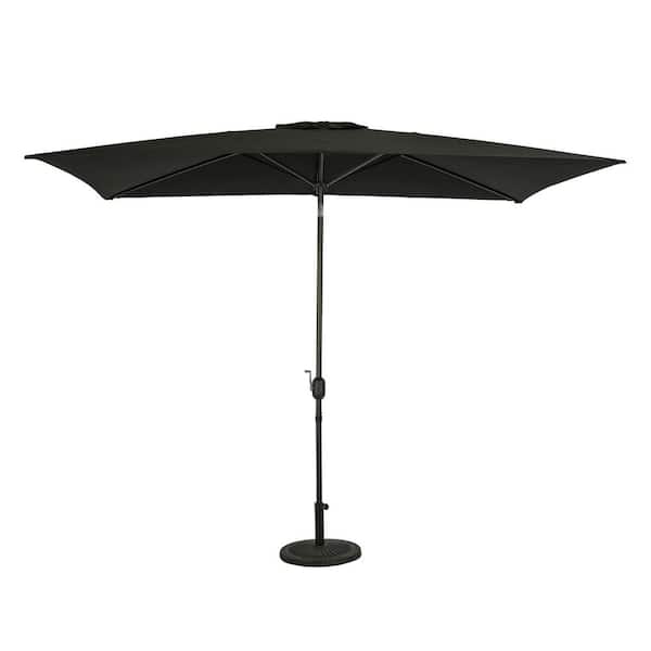 Bimini 6.5 ft. x 10 ft. Polyester Rectangle Market Patio Umbrella in Black