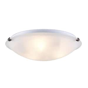 15 in. 3-Light Oil Rubbed Bronze Flush Mount Ceiling Light Fixture with Marbleized Glass Shade