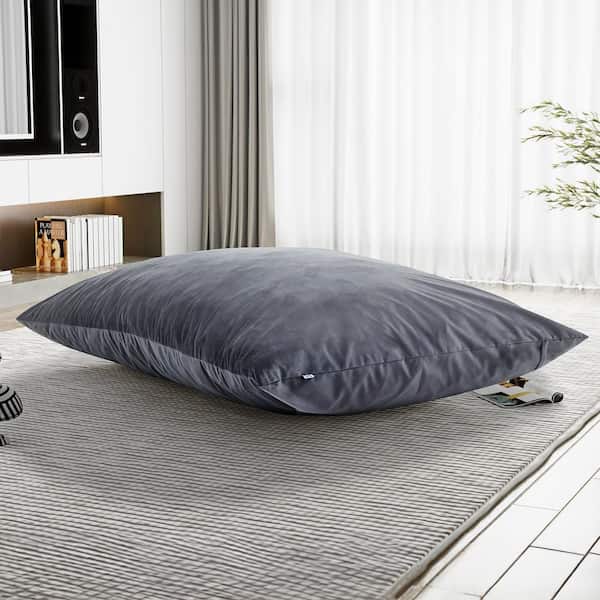 Ettie Velour Medium Memory Foam Grey Bean Bag