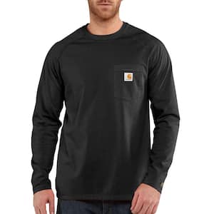 Men's 4X-Large Black Cotton/Polyester Force Cotton Delmont Long Sleeve T-Shirt