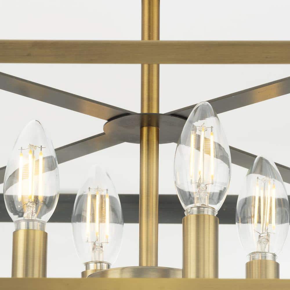 Hillcrest 13'' Vintage Brass Semi-Flush Mount with Glass Panels