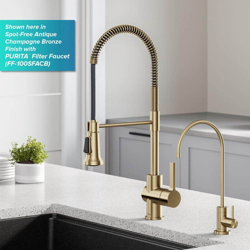 Champagne Bronze Commercial Style Pull-Down Kitchen Faucet