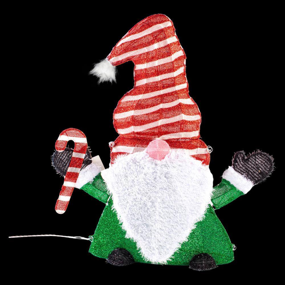 32-Inch LED Lighted Christmas Gnome with Red Hat and Candy Cane