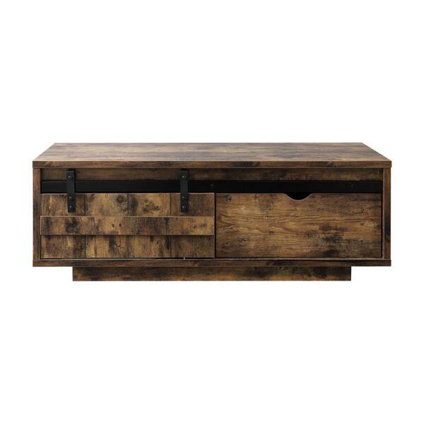 Benjara 47 In L Brown Sliding Barn Door Wooden Coffee Table With Rough Hewn Saw Texture Bm226897 The Home Depot Benjara 47 In L Brown Sliding Barn, Sliding Barn Door Coffee Table