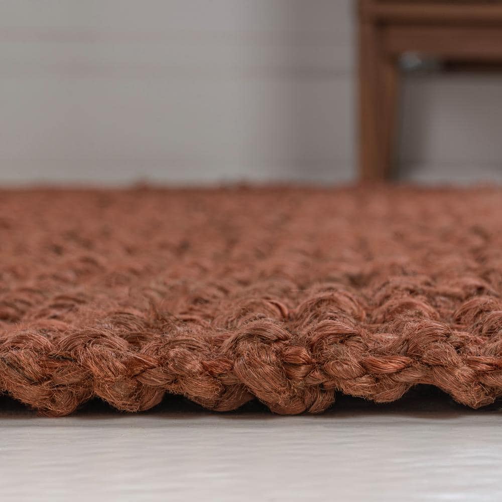 Handwoven Chunky Jute Terracotta Rectangular 3 x 5 Area Rug