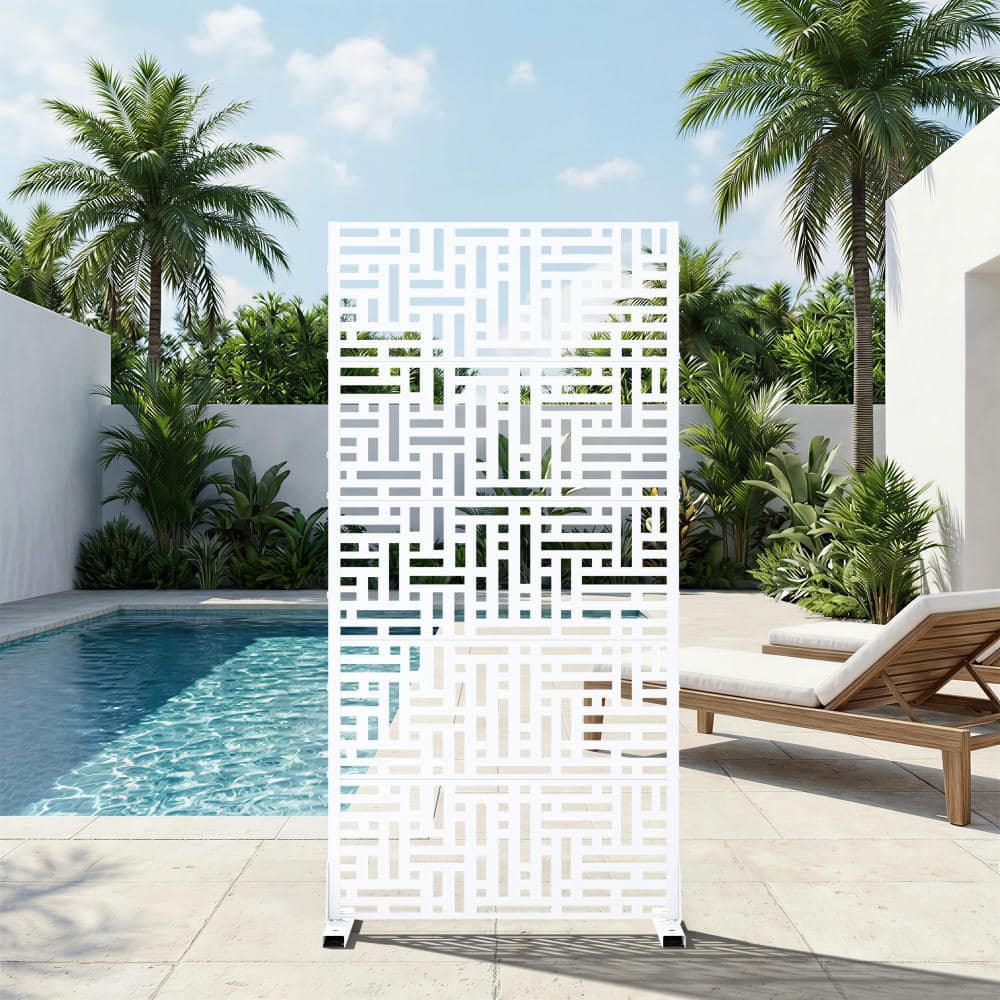 30 in. W x 59 in. H White Galvanized Steel Freestanding Interlocking Block Cut Garden Privacy Screen (1-Pack) price history on PriceWatchPro