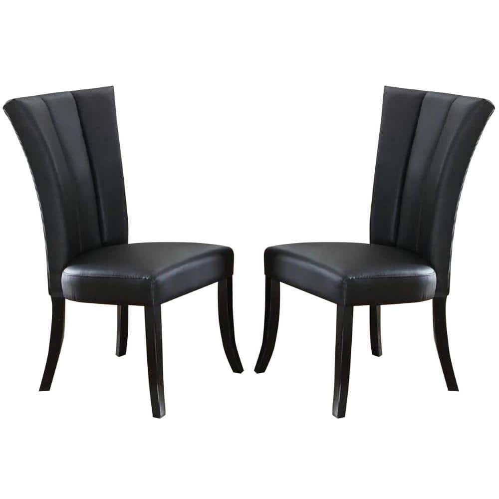Modern Black Faux Leather Upholstered Side Chair with Wood Frame