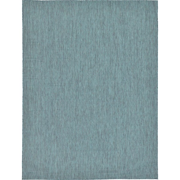 Unique Loom Outdoor Solid Teal 9' 0 x 12' 0 Area Rug