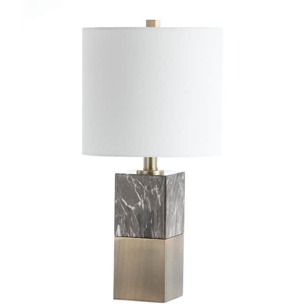 Safavieh Kingsley 20.5 In. Dark Brown Marble Table Lamp With Off-white 