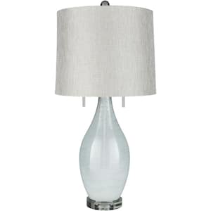 Theberton 30.75 in. White Indoor Table Lamp with Light Gray Drum Shaped Shade