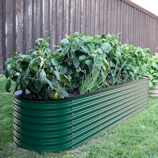 Green Galvanized Steel Raised Garden Bed 9-in-1 Planter Box Outdoor, 96 in. L x 24 in. W x 23.1 in. H
