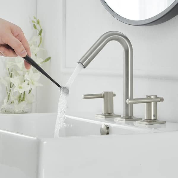 8 in. Widespread Double Handle Bathroom Faucet with Pop-Up Drain in Brushed Nickel