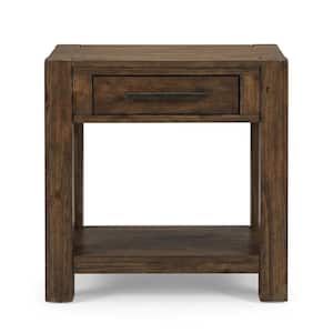 Vurakyat Dark Walnut 1 Drawer with Shelf 24 in. W Nightstand