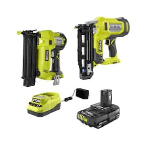 ONE+ 18V Cordless 18-Gauge Brad Nailer Combo Kit with 16-Gauge Finish Nailer, 2.0 Ah Compact Battery, and Charger