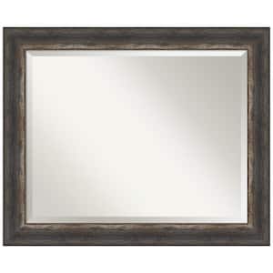 Medium Rectangle Bark Rustic Char Beveled Glass Casual Mirror (27.25 in. H x 33.25 in. W)