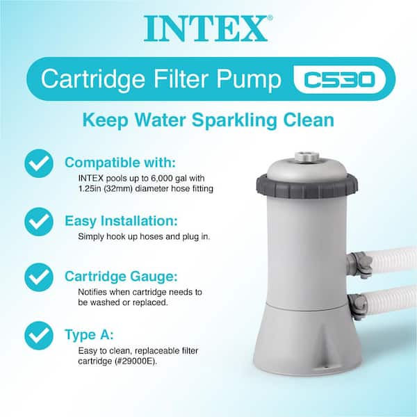 Intex Krystal Clear 530 GPH Easy Set Pool Filter Pump with Filter Cartridges 28603EG 29000E