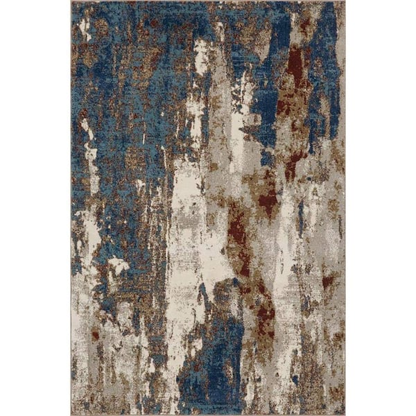 Blue 5 ft. x 7 ft. Abstract Indoor/Outdoor Polypropylene Area Rug A46A1 ...
