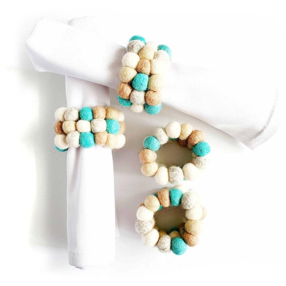 Global Crafts Sky Felt 3Strand Napkin Rings (Set of 4) GLG5005702N3