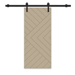 Chevron Arrow 28 in. x 80 in. Fully Assembled Unfinished MDF Modern Sliding Barn Door with Hardware Kit