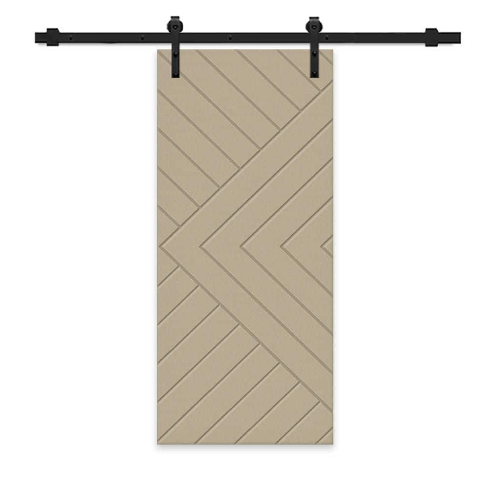 Chevron Arrow 30 in. x 96 in. Fully Assembled Unfinished MDF Modern Sliding Barn Door with Hardware Kit price history on PriceWatchPro