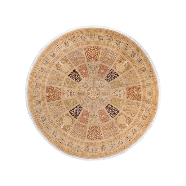 Solo Rugs One-of-a-Kind Traditional Ivory 8 ft. x 8 ft. Hand Knotted Oriental Area Rug
